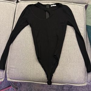 LNA - black ribbed long sleeve bodysuit